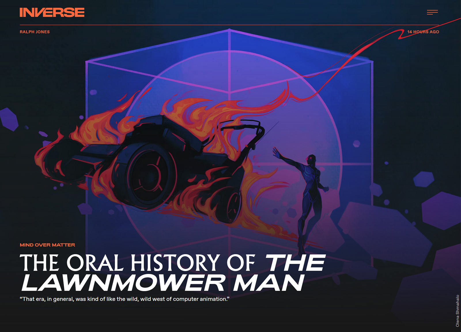 Screenshot of the Lawnmower Man article on Inverse