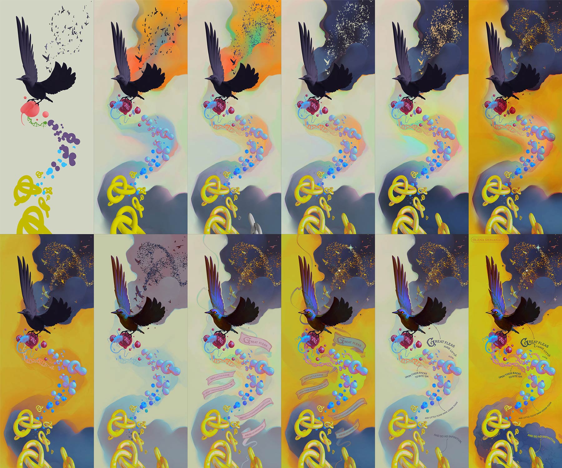 Starling painting process screenshots