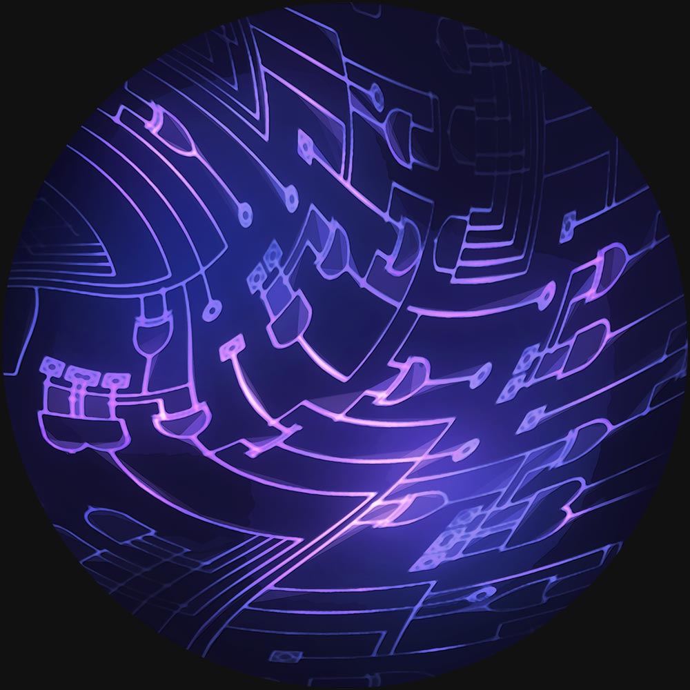 Spot illustration: wavy purple circuitry