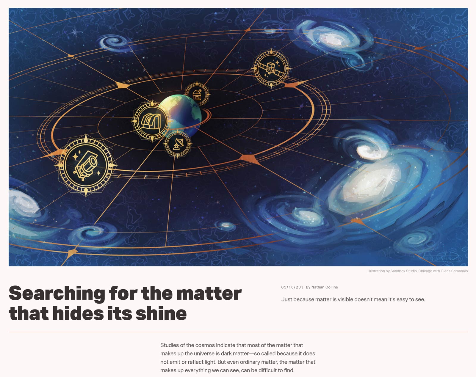 Screenshot of the Visible Matter article on SymmetryMagazine.org
