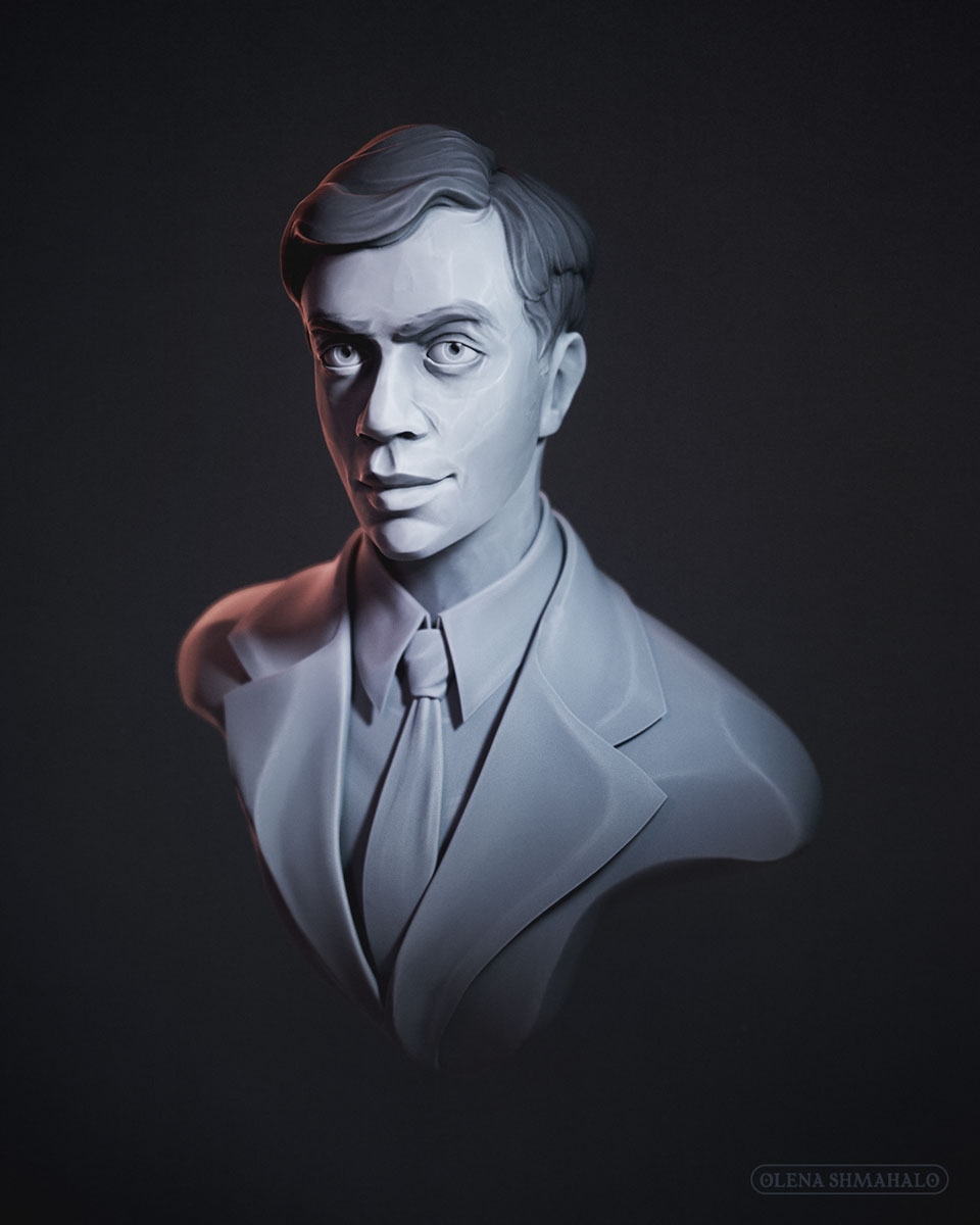 Sculpted portrait bust of physicist Ettore Majorana.